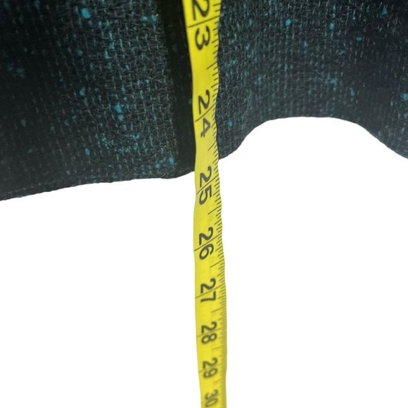 Vintage 70s Black Teal Knit Straight Skirt 6 - Picture 5 of 7